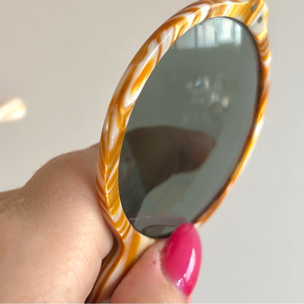 Vintage 60s 70s Marbled Round Mod Psychedelic Hippie Boho Woodstock Sunglasses - Picture 16 of 16